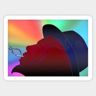 Portrait of Thelonious Monk Colorful Silhouette Smoking Sticker